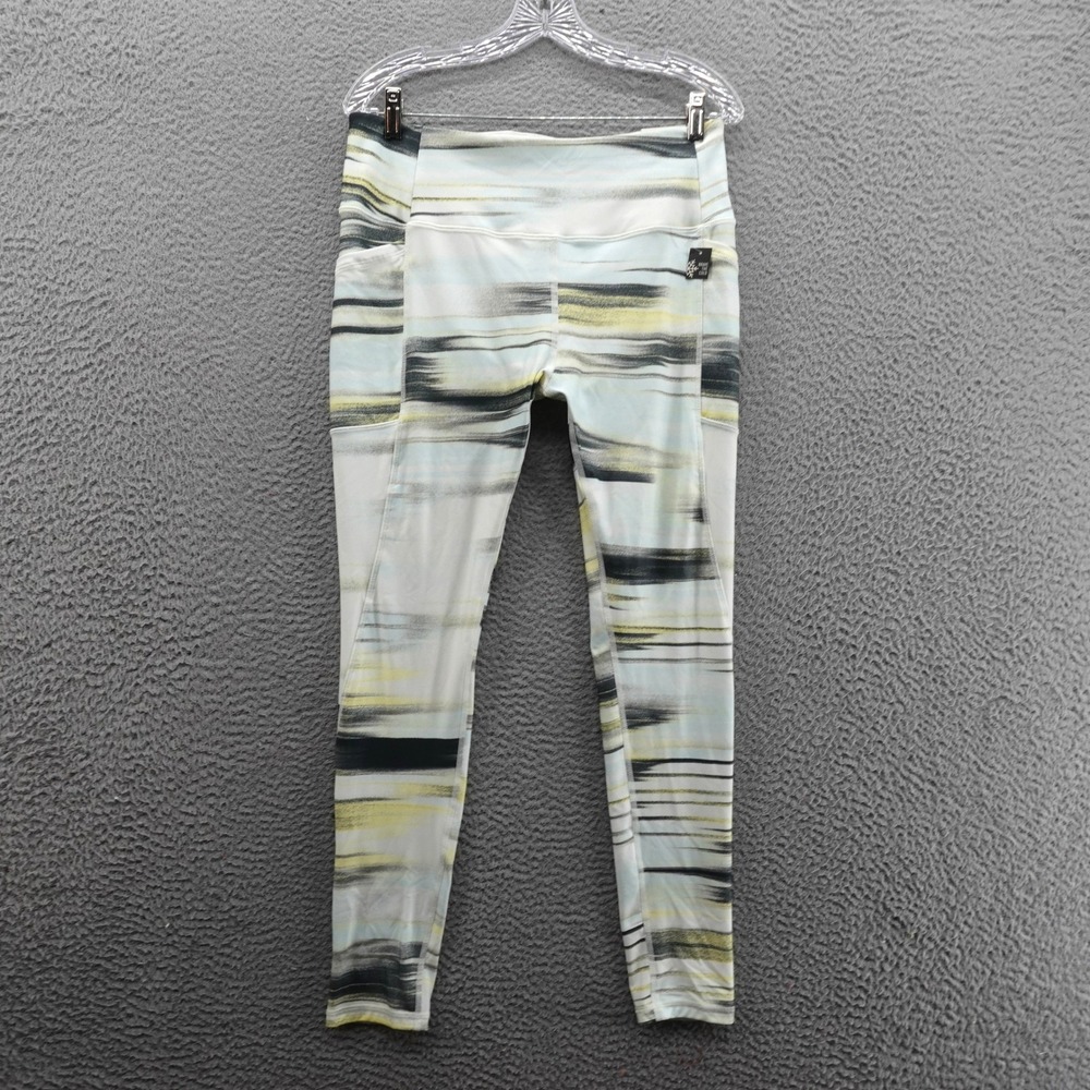 DSG Cold Weather Compression Leggings Size L Linear Glare Green White Womens NWT